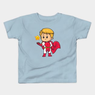 Cute SuperHero With Cute Star Cartoon Kids T-Shirt